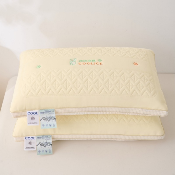 91家纺网 家纺一手货源 找家纺 佳尚枕芯 2025新款夏季超柔凉感冰丝乳胶枕芯枕头 黄色 48x74cm/只 中枕