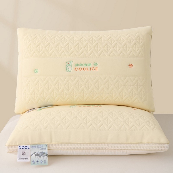 91家纺网 家纺一手货源 找家纺 佳尚枕芯 2025新款夏季超柔凉感冰丝乳胶枕芯枕头 黄色 48x74cm/只 中枕