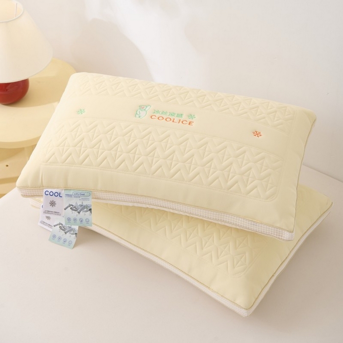 91家纺网 家纺一手货源 找家纺 佳尚枕芯 2025新款夏季超柔凉感冰丝乳胶枕芯枕头 黄色 48x74cm/只 高枕