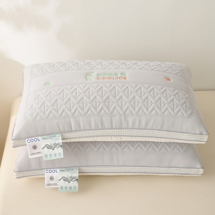 91家纺网 家纺一手货源 找家纺 佳尚枕芯 2025新款夏季超柔凉感冰丝乳胶枕芯枕头 灰色 48x74cm/只 中枕