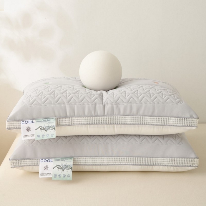 91家纺网 家纺一手货源 找家纺 佳尚枕芯 2025新款夏季超柔凉感冰丝乳胶枕芯枕头 灰色 48x74cm/只 高枕