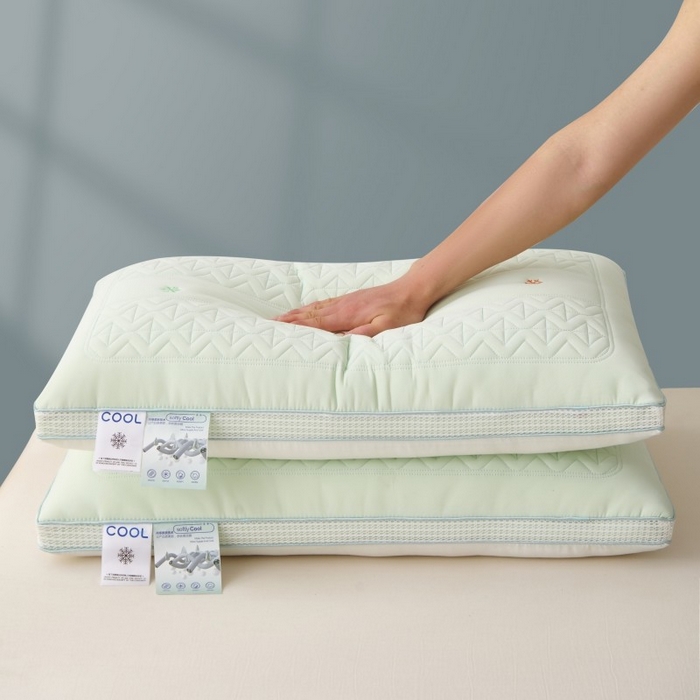 91家纺网 家纺一手货源 找家纺 佳尚枕芯 2025新款夏季超柔凉感冰丝乳胶枕芯枕头 绿色 48x74cm/只 中枕