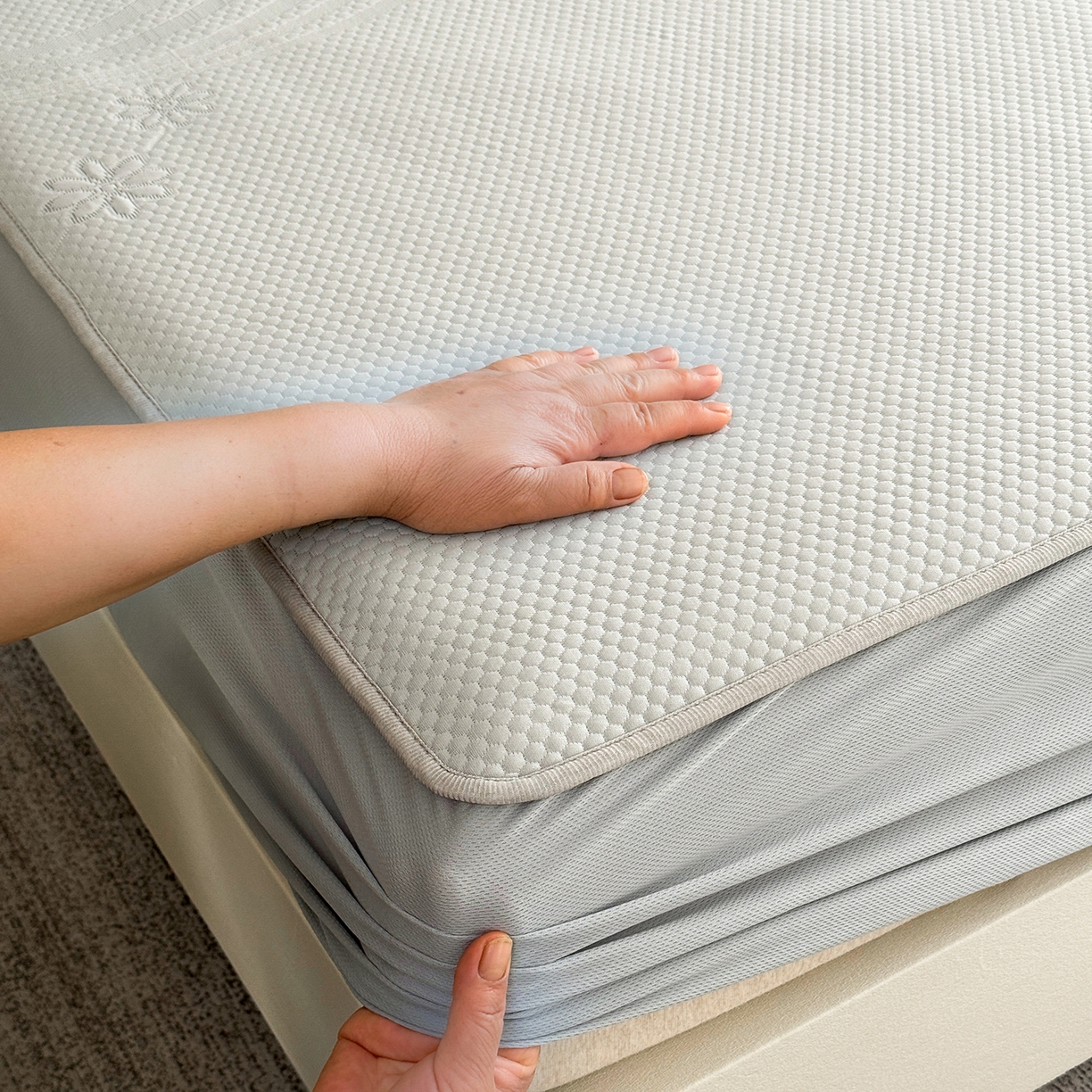 91家纺网 家纺一手货源 找家纺 瑞兴纺 2025新款复合加厚高克重凉感席床笠款 五朵金花-灰