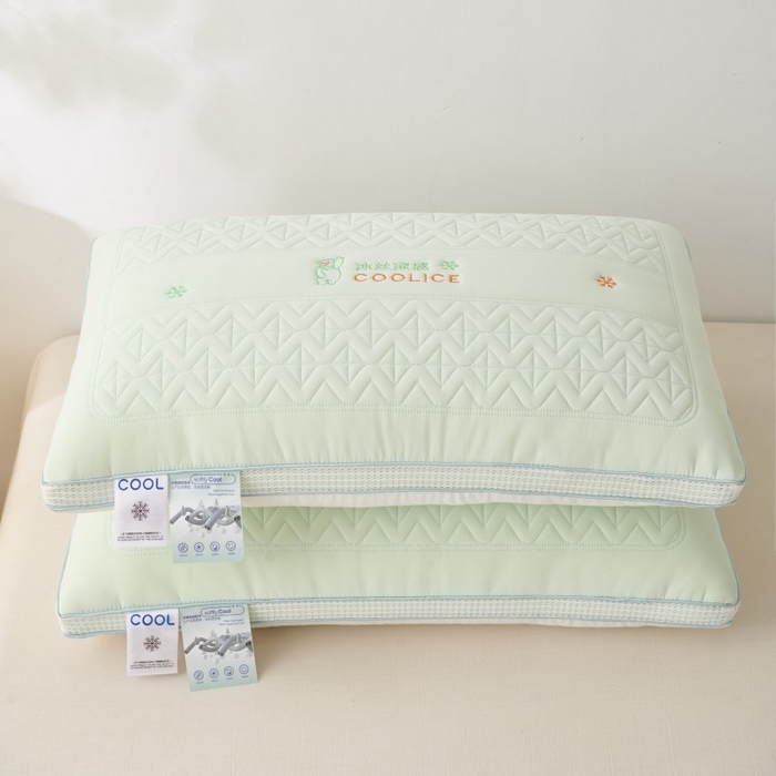 91家纺网 家纺一手货源 找家纺 佳尚枕芯 2025新款夏季超柔凉感冰丝乳胶枕芯枕头 绿色 48x74cm/只 高枕