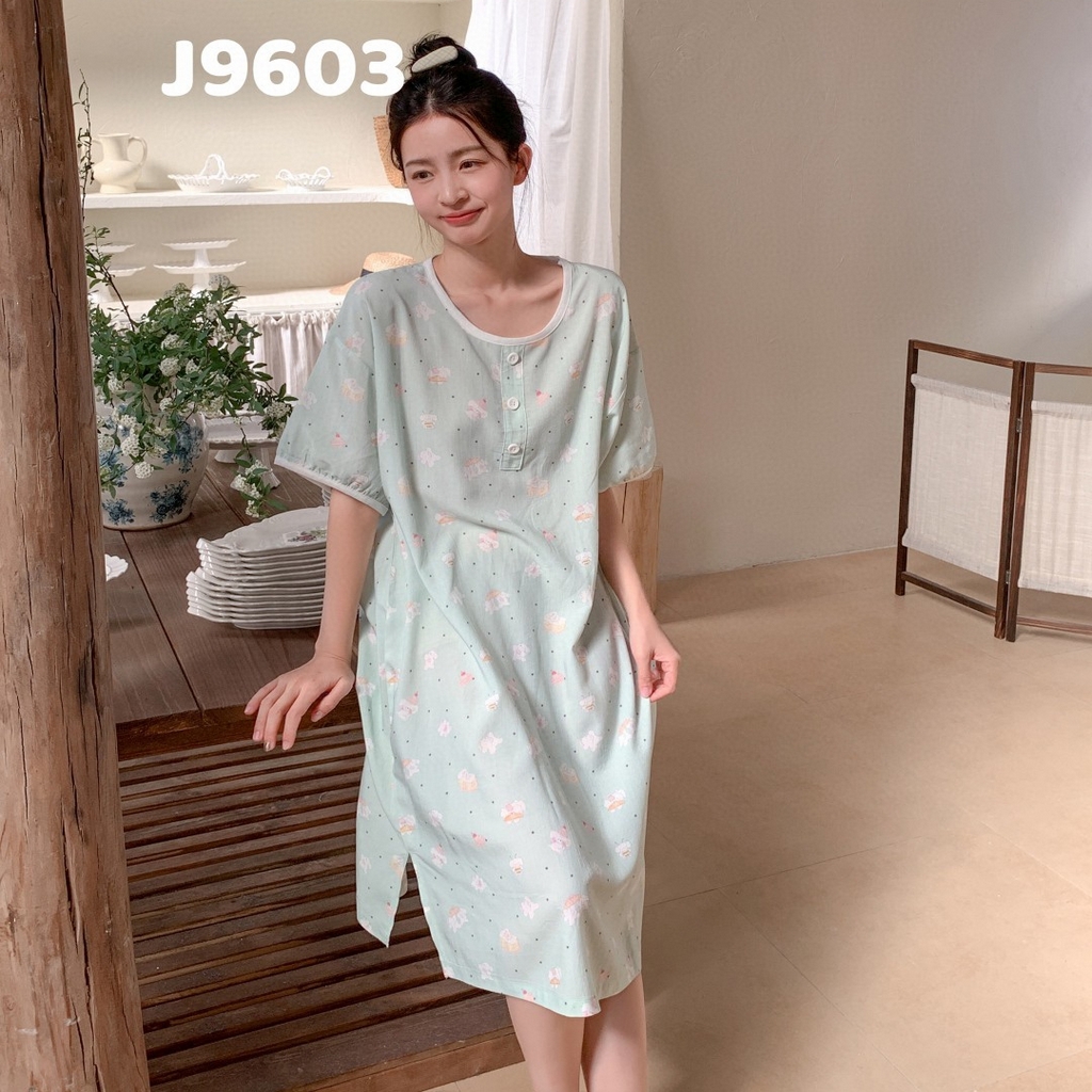 91家纺网 家纺一手货源 找家纺 妍景家居生活馆 2025新款仲夏午后懒人睡裙 绿色小狗