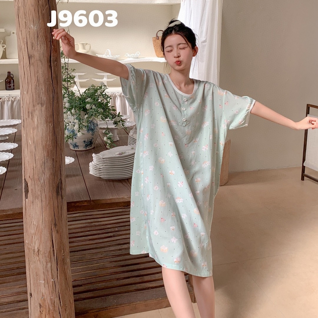 91家纺网 家纺一手货源 找家纺 妍景家居生活馆 2025新款仲夏午后懒人睡裙 绿色小狗