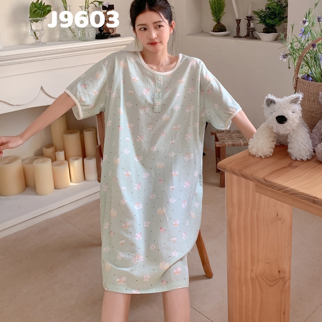 91家纺网 家纺一手货源 找家纺 妍景家居生活馆 2025新款仲夏午后懒人睡裙 绿色小狗