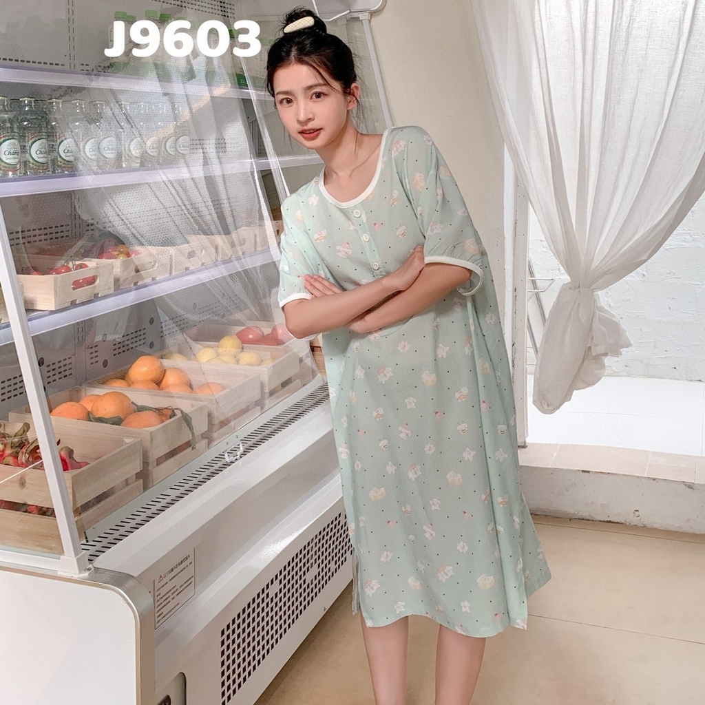 91家纺网 家纺一手货源 找家纺 妍景家居生活馆 2025新款仲夏午后懒人睡裙 绿色小狗