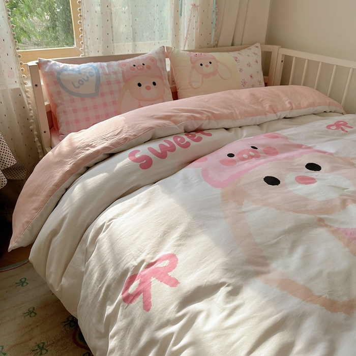 91家纺网 家纺一手货源 找家纺 美乐迪家纺 2025新款大版全棉套件四件套 大耳兔