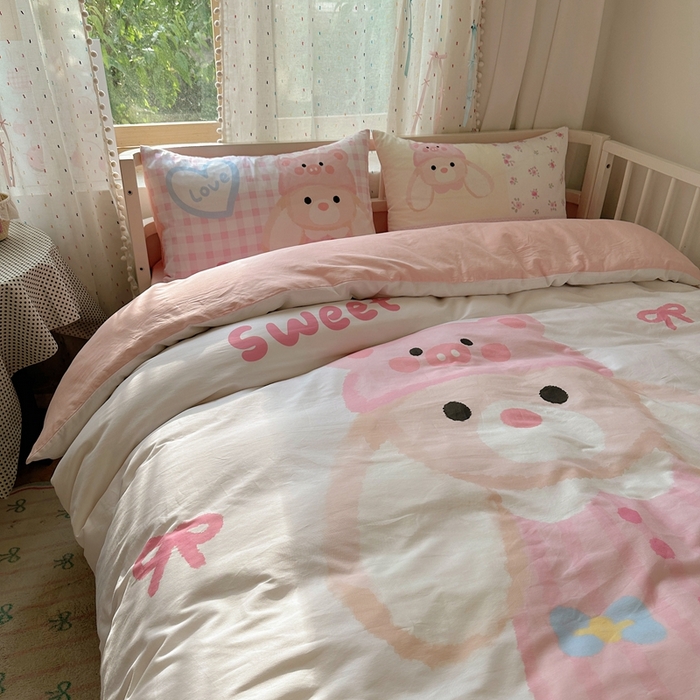 91家纺网 家纺一手货源 找家纺 美乐迪家纺 2025新款大版全棉套件四件套 大耳兔