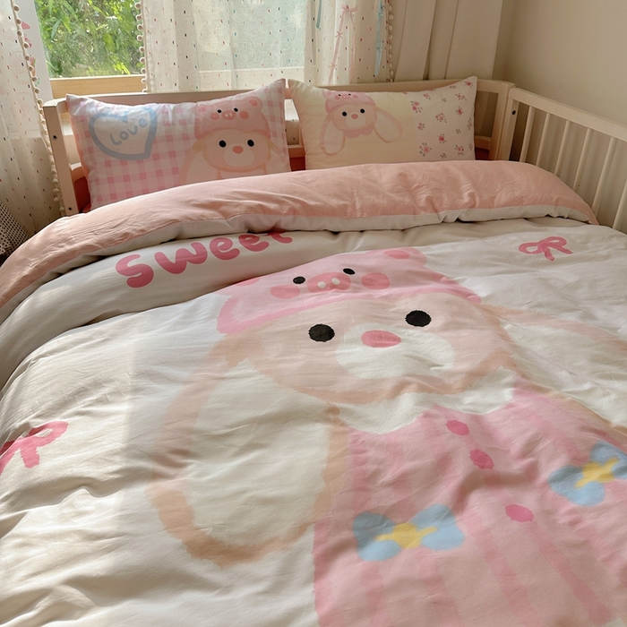 91家纺网 家纺一手货源 找家纺 美乐迪家纺 2025新款大版全棉套件四件套 大耳兔