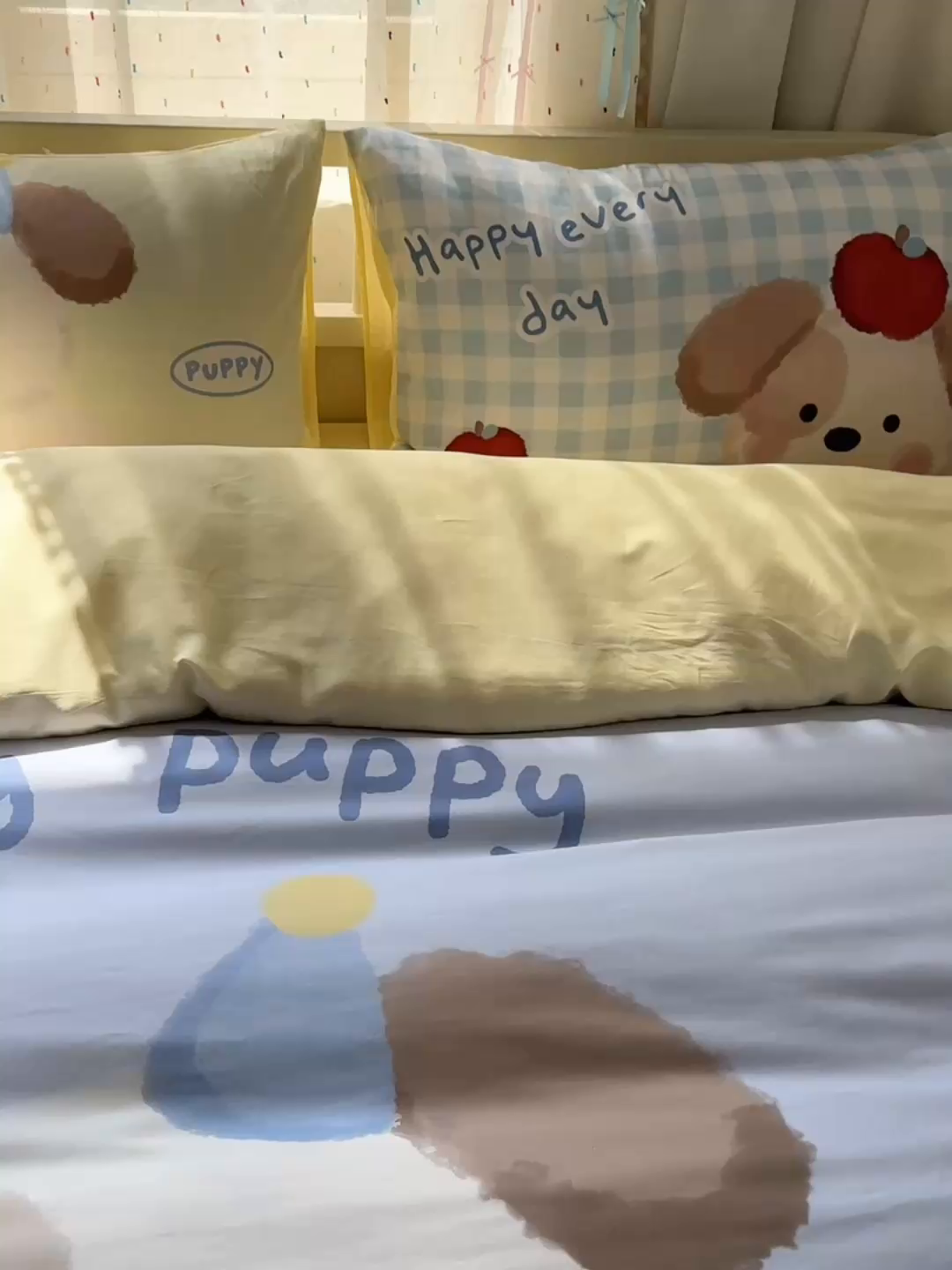 91家纺网 家纺一手货源 找家纺 美乐迪家纺 2025新款大版全棉套件四件套 蛋糕小狗