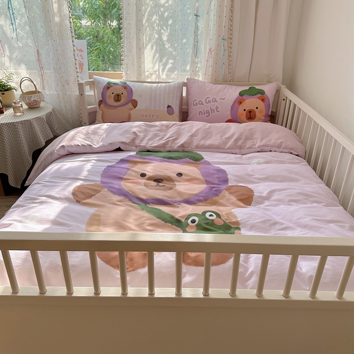 91家纺网 家纺一手货源 找家纺 美乐迪家纺 2025新款大版全棉套件四件套 卡皮巴拉