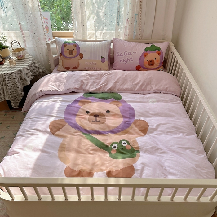 美乐迪家纺 2025新款大版全棉套件四件套 卡皮巴拉