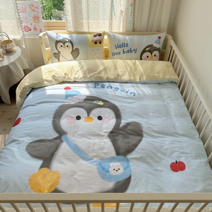 美乐迪家纺 2025新款大版全棉套件四件套 企鹅