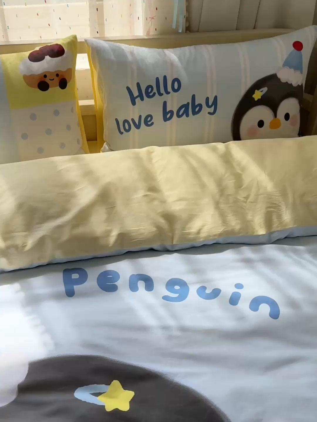 91家纺网 家纺一手货源 找家纺 美乐迪家纺 2025新款大版全棉套件四件套 企鹅