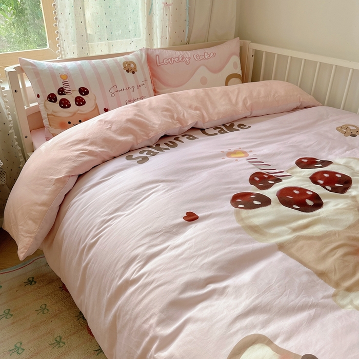 91家纺网 家纺一手货源 找家纺 美乐迪家纺 2025新款大版全棉套件四件套 小蛋糕