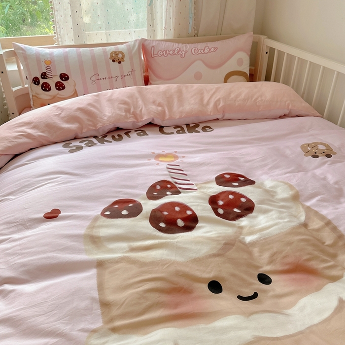 91家纺网 家纺一手货源 找家纺 美乐迪家纺 2025新款大版全棉套件四件套 小蛋糕