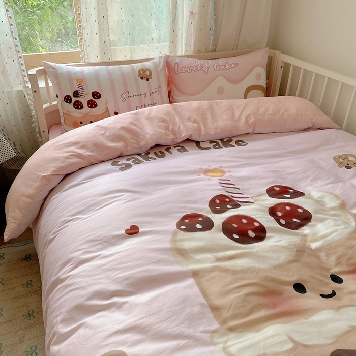 91家纺网 家纺一手货源 找家纺 美乐迪家纺 2025新款大版全棉套件四件套 小蛋糕