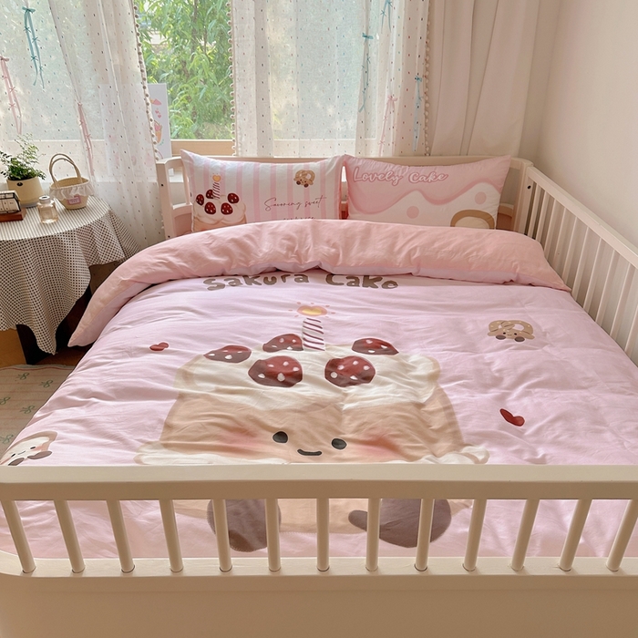 91家纺网 家纺一手货源 找家纺 美乐迪家纺 2025新款大版全棉套件四件套 小蛋糕