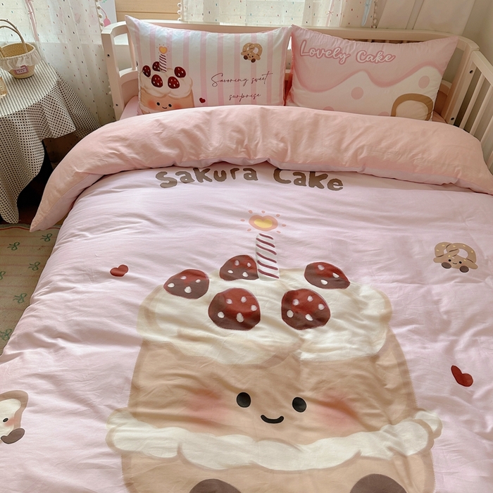 91家纺网 家纺一手货源 找家纺 美乐迪家纺 2025新款大版全棉套件四件套 小蛋糕