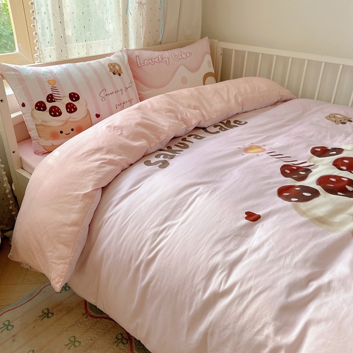 91家纺网 家纺一手货源 找家纺 美乐迪家纺 2025新款大版全棉套件四件套 小蛋糕