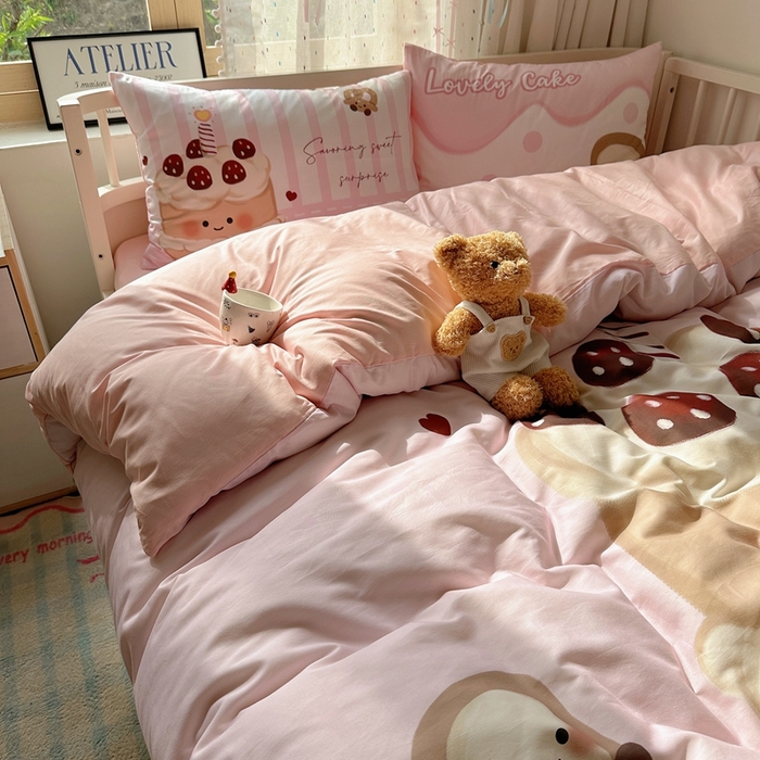 91家纺网 家纺一手货源 找家纺 美乐迪家纺 2025新款大版全棉套件四件套 小蛋糕