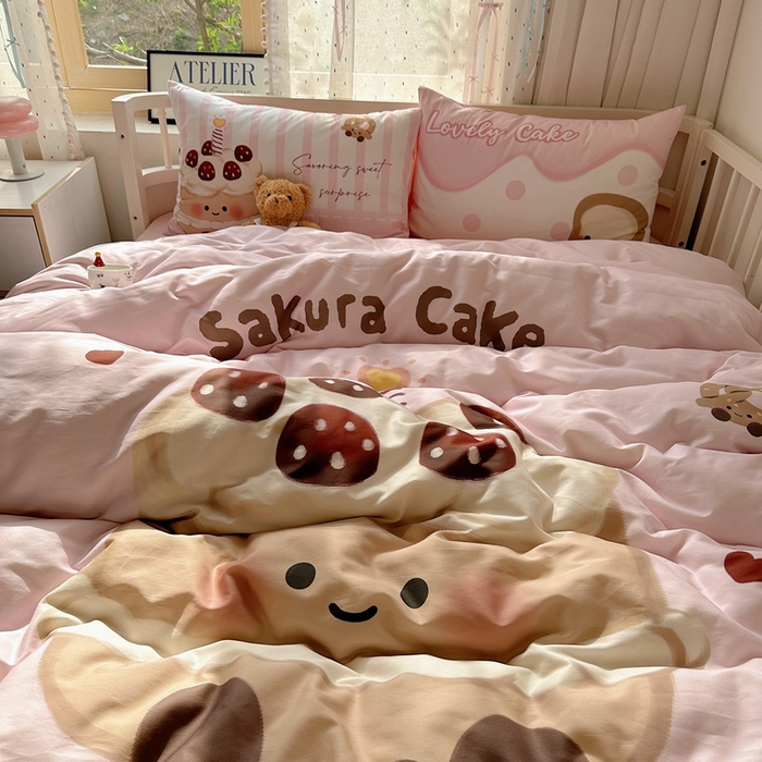 91家纺网 家纺一手货源 找家纺 美乐迪家纺 2025新款大版全棉套件四件套 小蛋糕