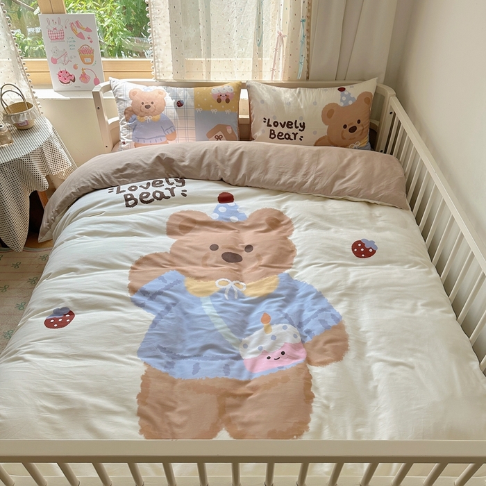 美乐迪家纺 2025新款大版全棉套件四件套 小熊