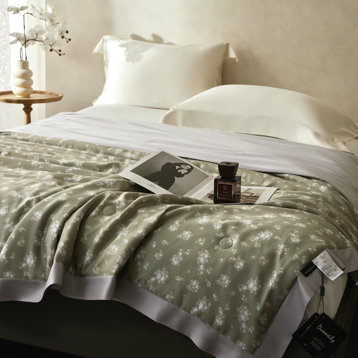 91家纺网 家纺一手货源 找家纺 2025新款【DM】莫代尔印花小碎花夏被-风格一 琉璃（绿）