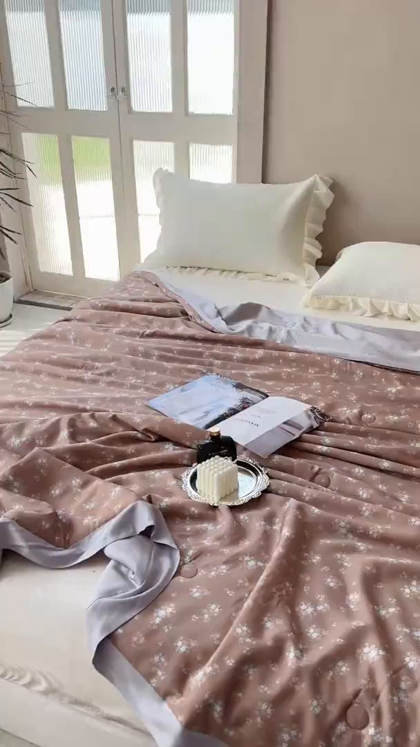 91家纺网 家纺一手货源 找家纺 南通朵美纺织品有限公司 2025新款【DM】莫代尔印花小碎花夏被-风格二 琉璃（咖）