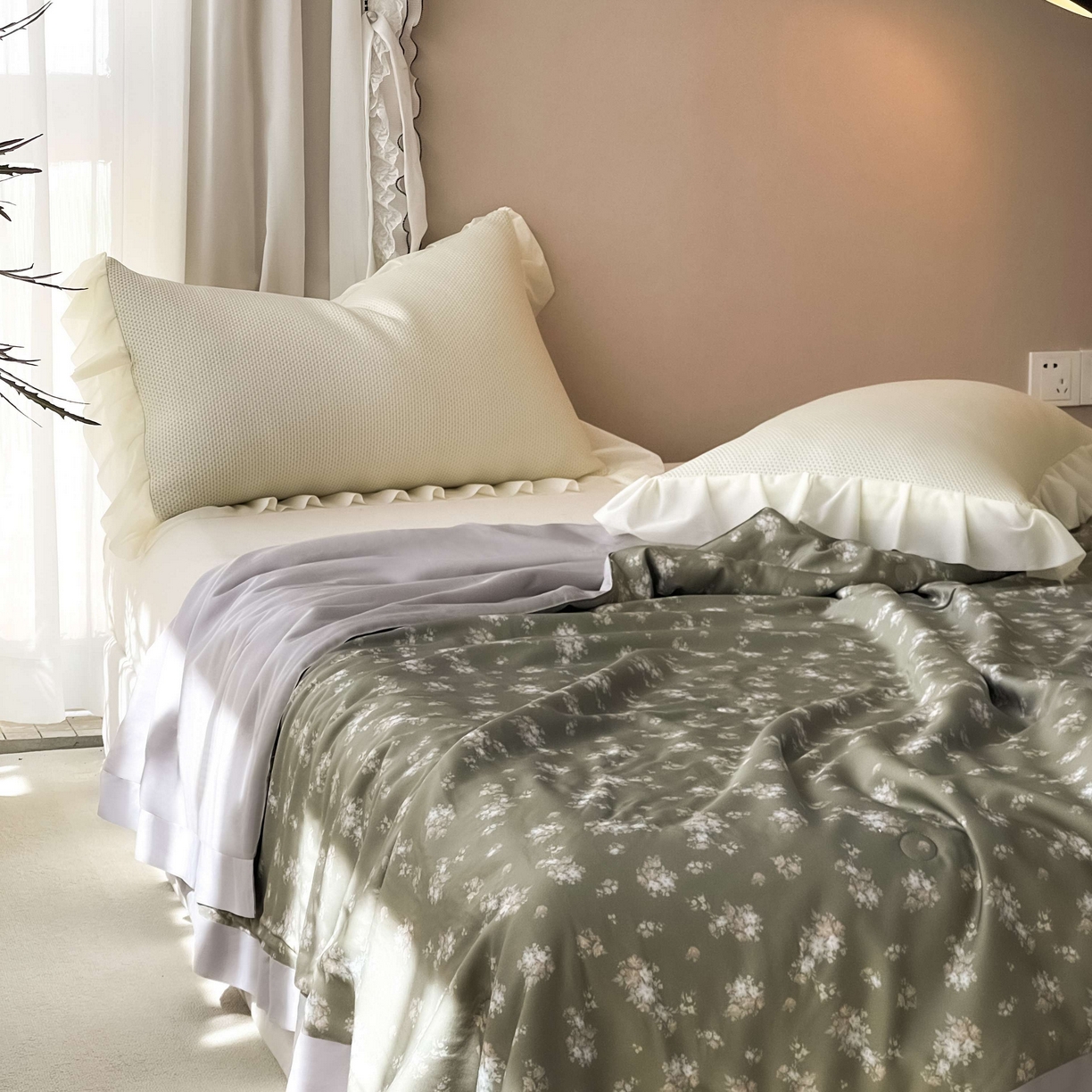 南通朵美纺织品有限公司 2025新款【DM】莫代尔印花小碎花夏被-风格二 琉璃（绿）