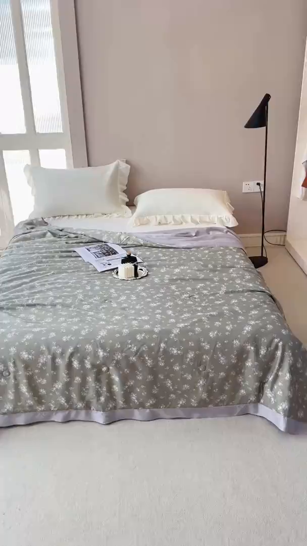 91家纺网 家纺一手货源 找家纺 南通朵美纺织品有限公司 2025新款【DM】莫代尔印花小碎花夏被-风格二 琉璃（绿）