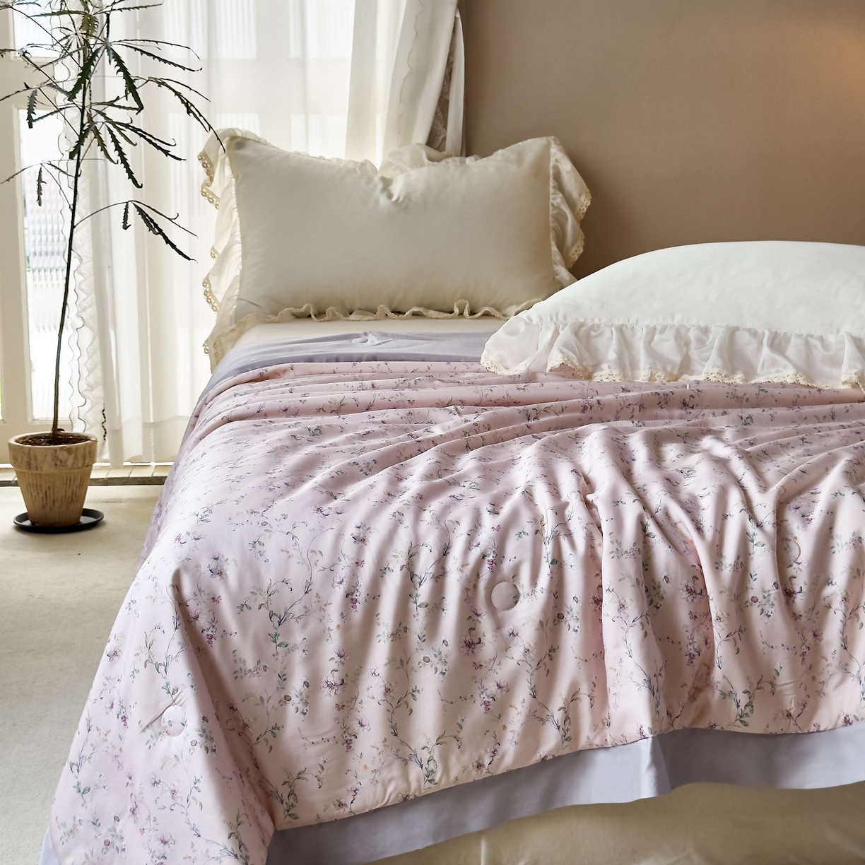 91家纺网 家纺一手货源 找家纺 南通朵美纺织品有限公司 2025新款【DM】莫代尔印花小碎花夏被-风格二 清蔓