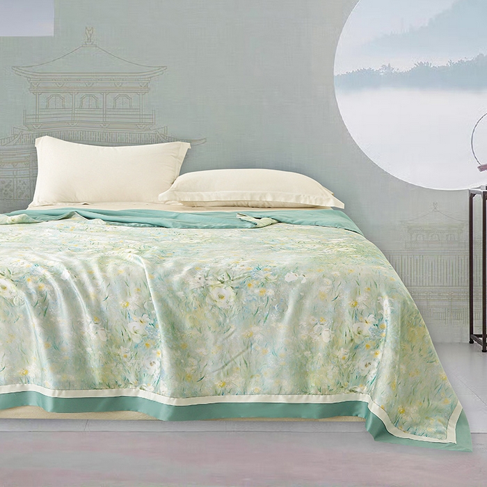 91家纺网 家纺一手货源 找家纺 （总）薇玛仕 2025新款100支兰精天丝数码印花可水洗蚕丝夏凉被空调被