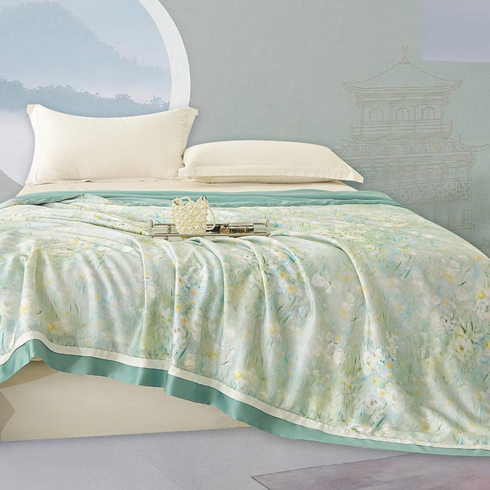 91家纺网 家纺一手货源 找家纺 （总）薇玛仕 2025新款100支兰精天丝数码印花可水洗蚕丝夏凉被空调被