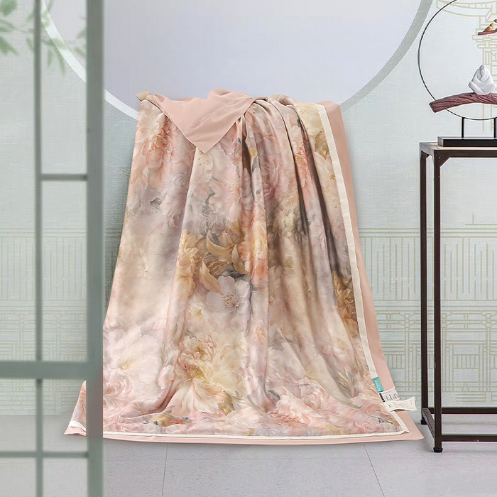 91家纺网 家纺一手货源 找家纺 薇玛仕 2025新款100支兰精天丝数码印花可水洗蚕丝夏凉被空调被 蒂芙尼 粉