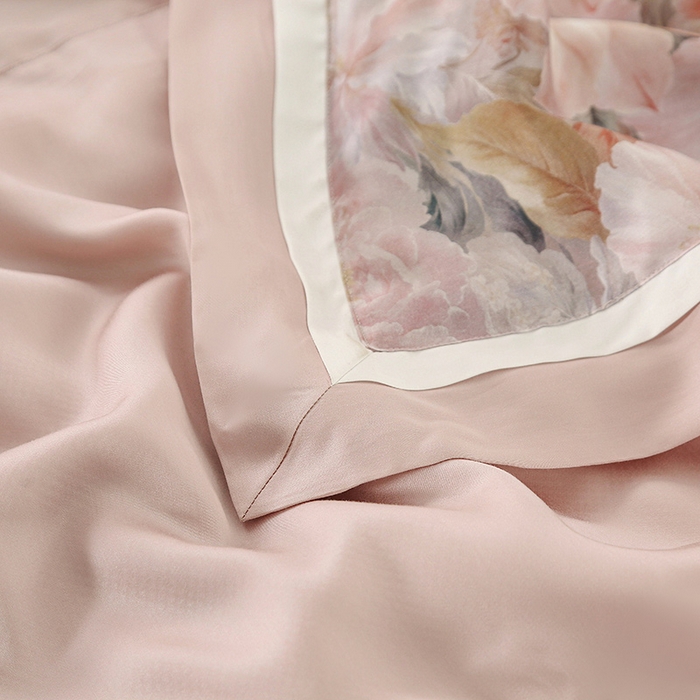 91家纺网 家纺一手货源 找家纺 薇玛仕 2025新款100支兰精天丝数码印花可水洗蚕丝夏凉被空调被 蒂芙尼 粉