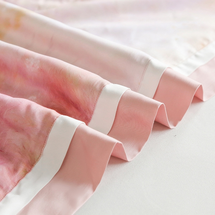 91家纺网 家纺一手货源 找家纺 薇玛仕 2025新款100支兰精天丝数码印花可水洗蚕丝夏凉被空调被 伊莎贝拉 粉