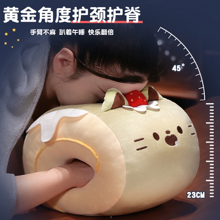 91家纺网 家纺一手货源 找家纺 （总）仟亿莱 2025新款猫咪瑞士卷带孔午睡枕