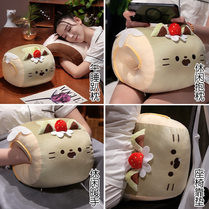 91家纺网 家纺一手货源 找家纺 （总）仟亿莱 2025新款猫咪瑞士卷带孔午睡枕