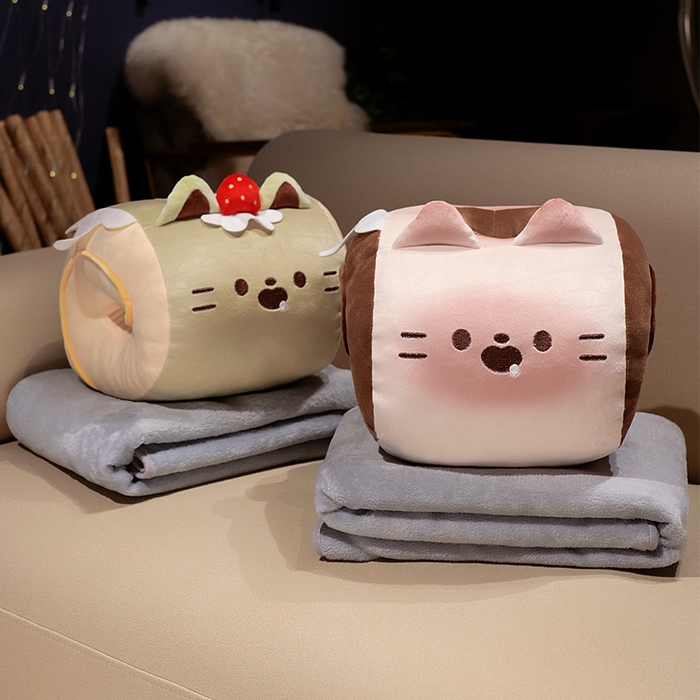 91家纺网 家纺一手货源 找家纺 （总）仟亿莱 2025新款猫咪瑞士卷带孔午睡枕