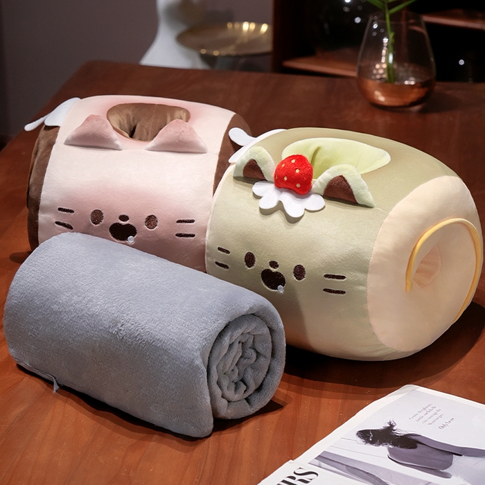 91家纺网 家纺一手货源 找家纺 （总）仟亿莱 2025新款猫咪瑞士卷带孔午睡枕