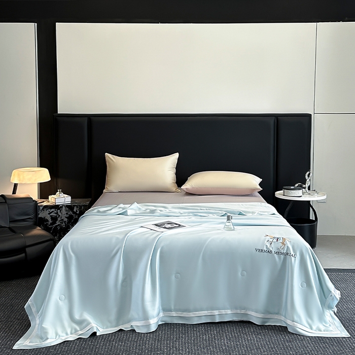 91家纺网 家纺一手货源 找家纺 （总）薇玛仕 2025新款绣花款80支兰精天丝可水洗蚕丝夏凉被空调被