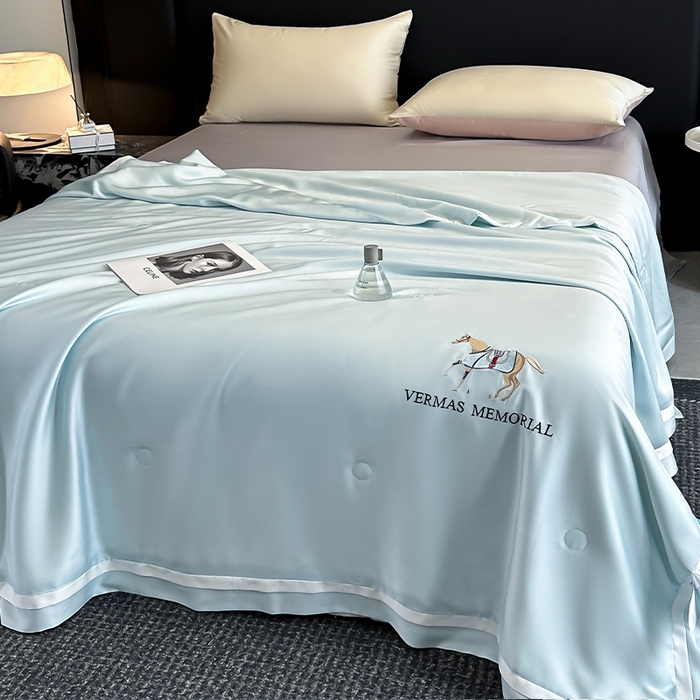 91家纺网 家纺一手货源 找家纺 （总）薇玛仕 2025新款绣花款80支兰精天丝可水洗蚕丝夏凉被空调被