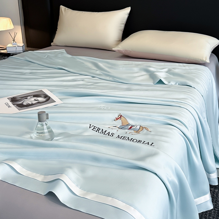 91家纺网 家纺一手货源 找家纺 （总）薇玛仕 2025新款绣花款80支兰精天丝可水洗蚕丝夏凉被空调被