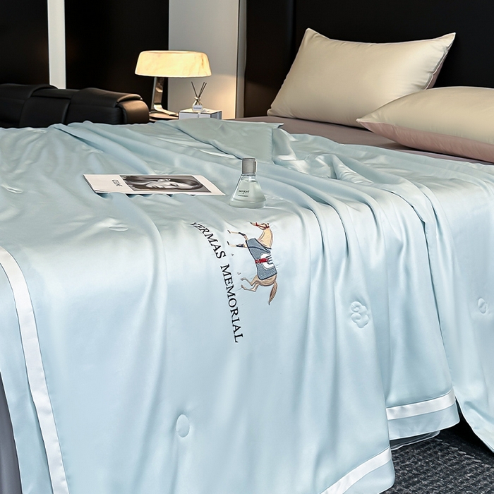 91家纺网 家纺一手货源 找家纺 （总）薇玛仕 2025新款绣花款80支兰精天丝可水洗蚕丝夏凉被空调被