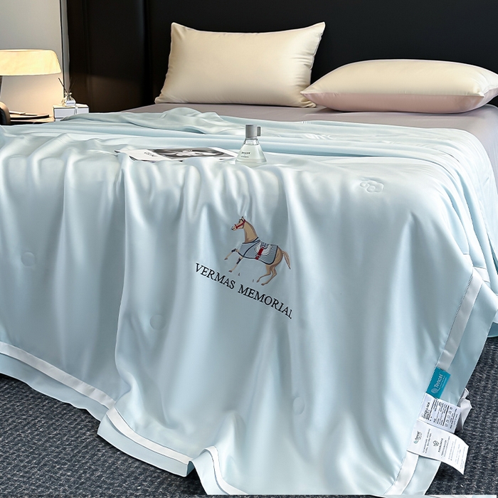 91家纺网 家纺一手货源 找家纺 （总）薇玛仕 2025新款绣花款80支兰精天丝可水洗蚕丝夏凉被空调被