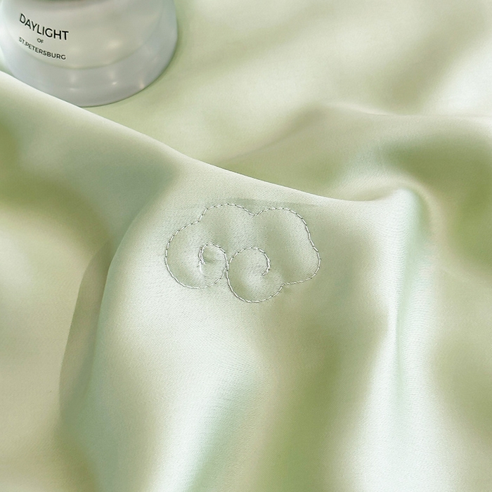 91家纺网 家纺一手货源 找家纺 薇玛仕 2025新款绣花款80支兰精天丝可水洗蚕丝夏凉被空调被 春色绿