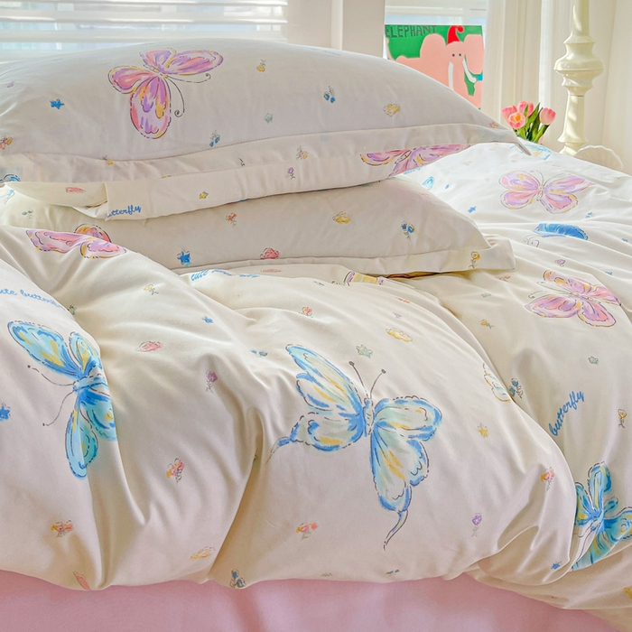 91家纺网 家纺一手货源 找家纺 朵朵家纺 2025新款芦荟棉亲肤印花系列被套单件-单被套 蝴蝶仙子